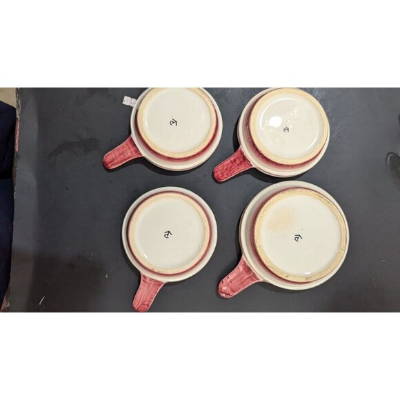 Paul Vogt handled bowls Rooster floral design Red Farmhouse Cottage 4 - Picture 3 of 8